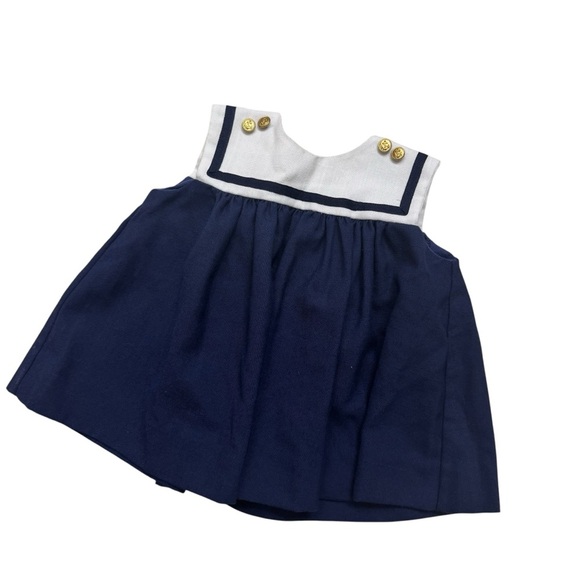 Vintage C.I. Castro & Co Navy Blue Nautical Dress Baby Girls Sz 12M Sleeveless - Picture 1 of 5